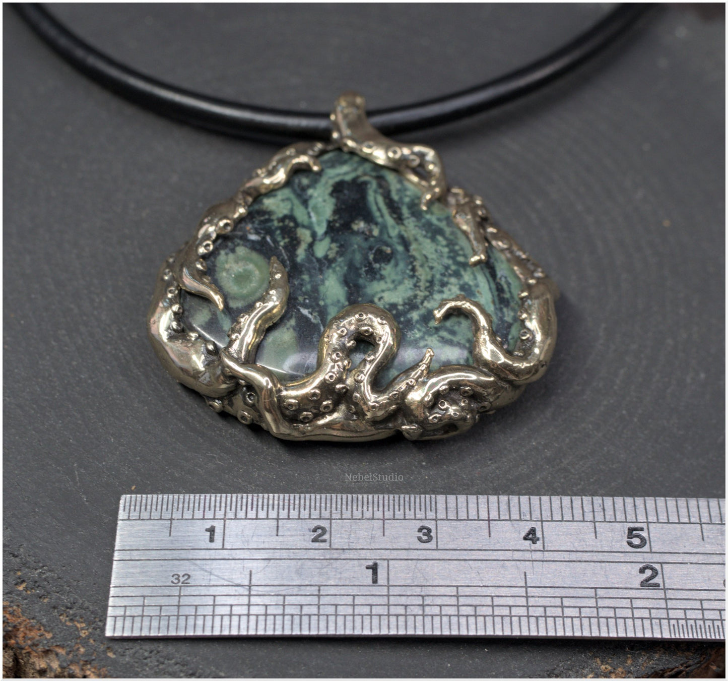 Pendant Pulp Nouveau Bronze and Kambaba Jasper OOAK 5