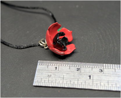 Red Poppy pendant enamel