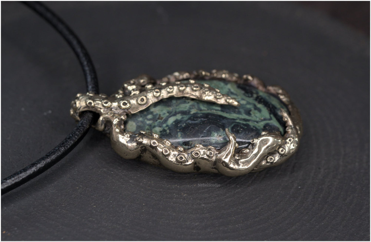 Pendant Pulp Nouveau Bronze and Kambaba Jasper OOAK 3