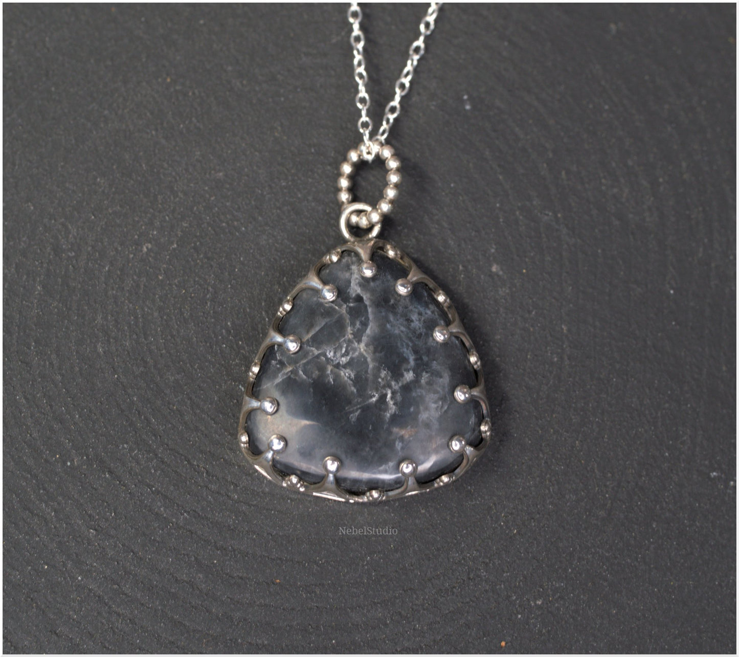 Storm Silver Black Quartz Pendant