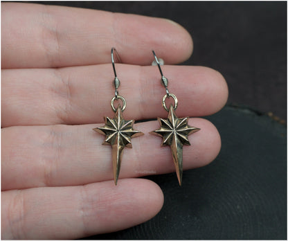 Pendientes estrella sencilla Ad Astra tamaño mediano bronce