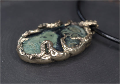 Pendant Pulp Nouveau Bronze and Kambaba Jasper OOAK 2