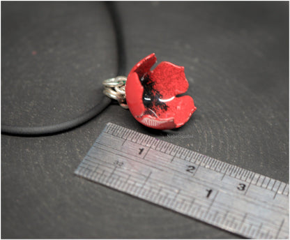 Red Poppy simple pendant enamel