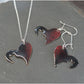 Colgante y pendientes corazón con gato