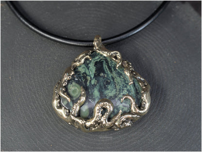 Pendant Pulp Nouveau Bronze and Kambaba Jasper OOAK 5