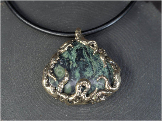 Pendant Pulp Nouveau Bronze and Kambaba Jasper OOAK 5