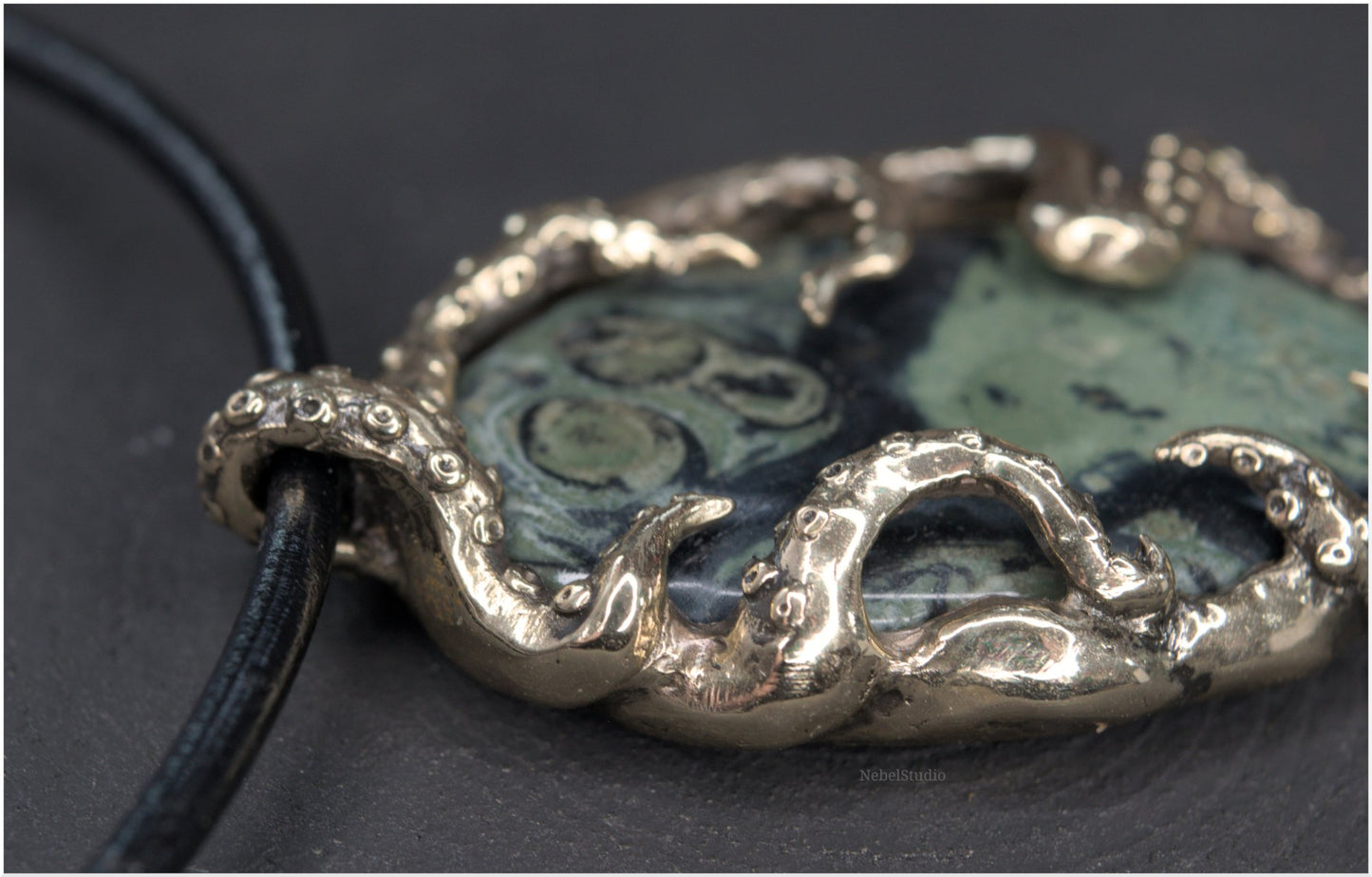Pendant Pulp Nouveau Bronze and Kambaba Jasper OOAK 2