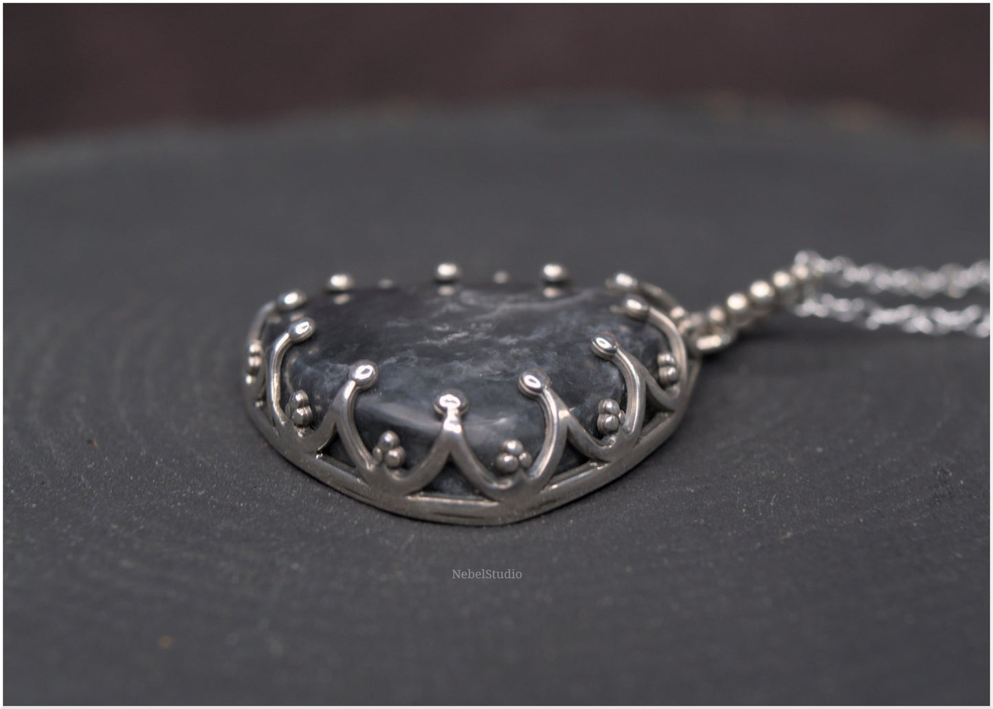Storm Silver Black Quartz Pendant