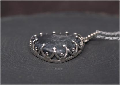 Storm Silver Black Quartz Pendant