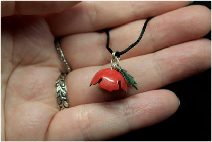 Red Poppy pendant enamel