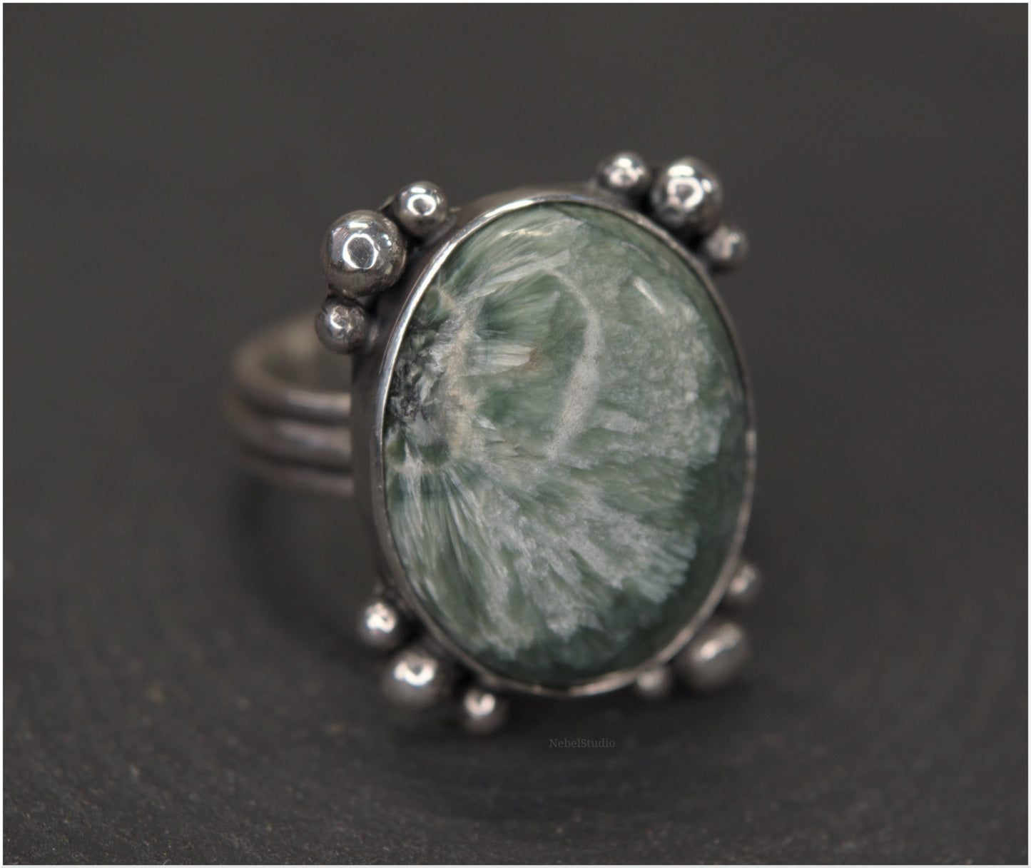Anillo Plata y serafinita -Pieza única - Talla 6 US