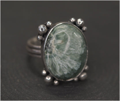 Anillo Plata y serafinita -Pieza única - Talla 6 US