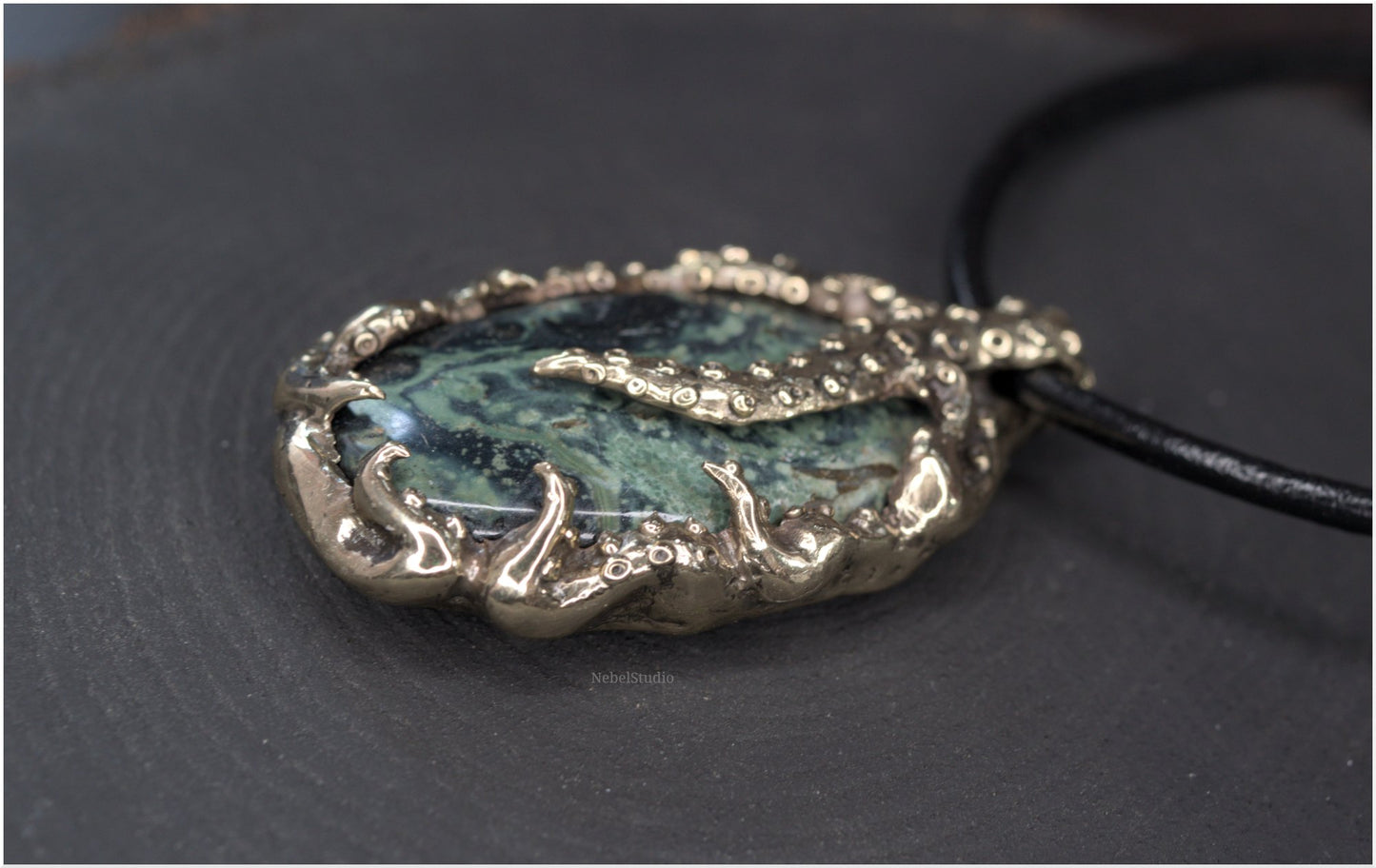 Pendant Pulp Nouveau Bronze and Kambaba Jasper OOAK 3