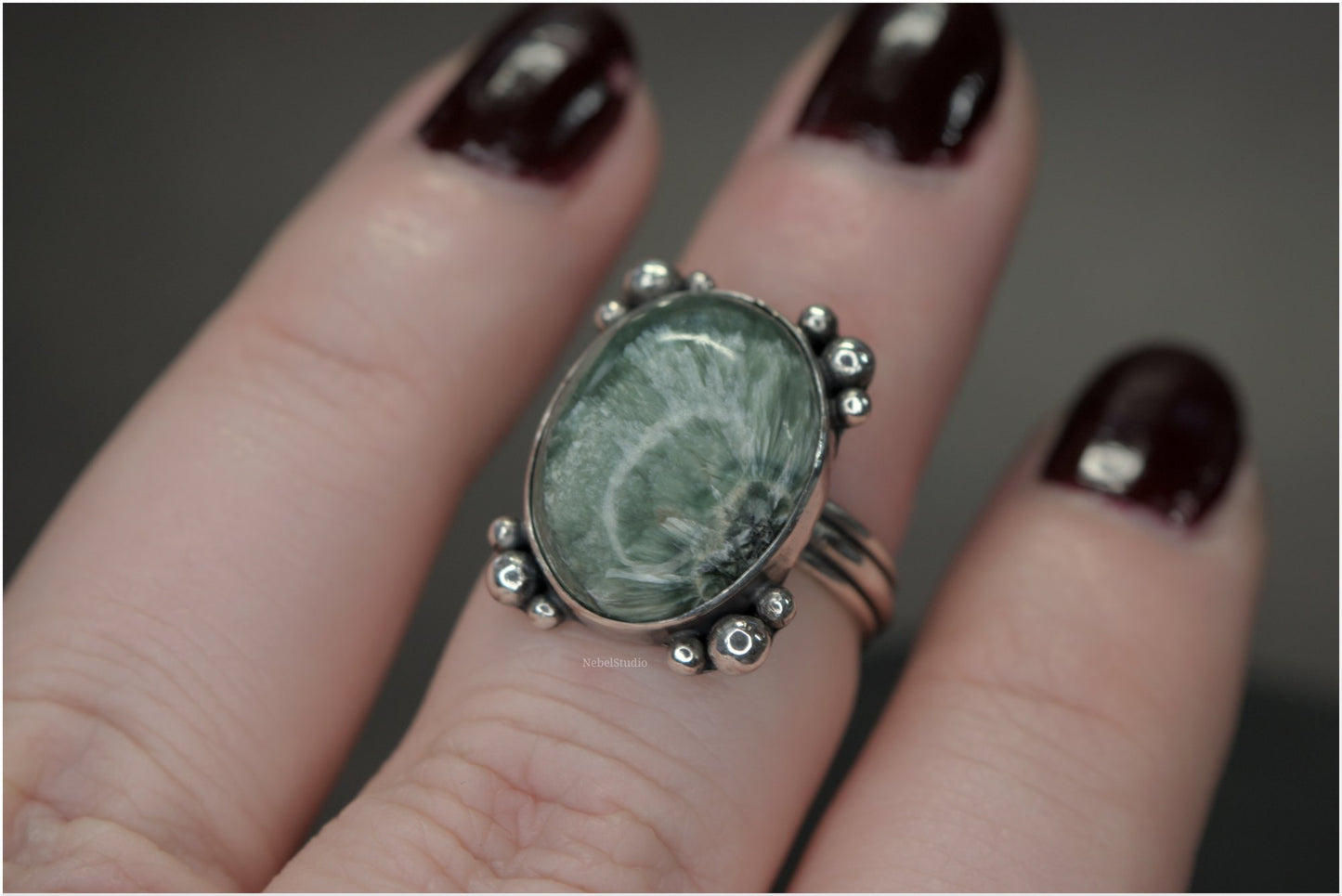 Anillo Plata y serafinita -Pieza única - Talla 6 US