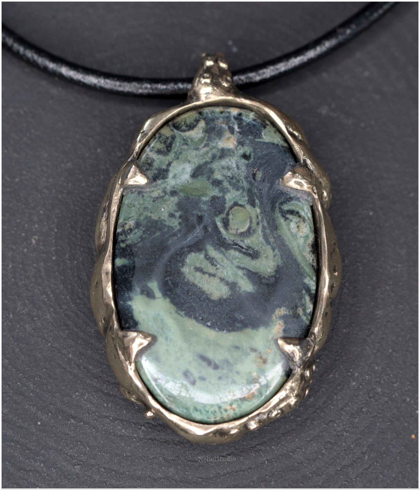 Pendant Pulp Nouveau Bronze and Kambaba Jasper OOAK 2
