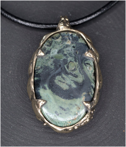 Pendant Pulp Nouveau Bronze and Kambaba Jasper OOAK 2