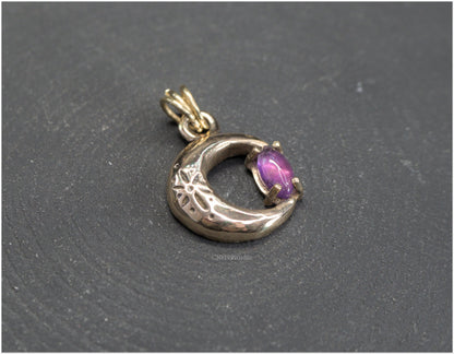 Colgante Luna de bronce con amatista talla marquesa