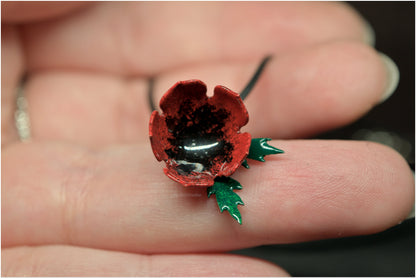 Red Poppy simple pendant enamel