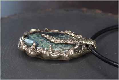 Pendant Pulp Nouveau Bronze and Kambaba Jasper OOAK 3
