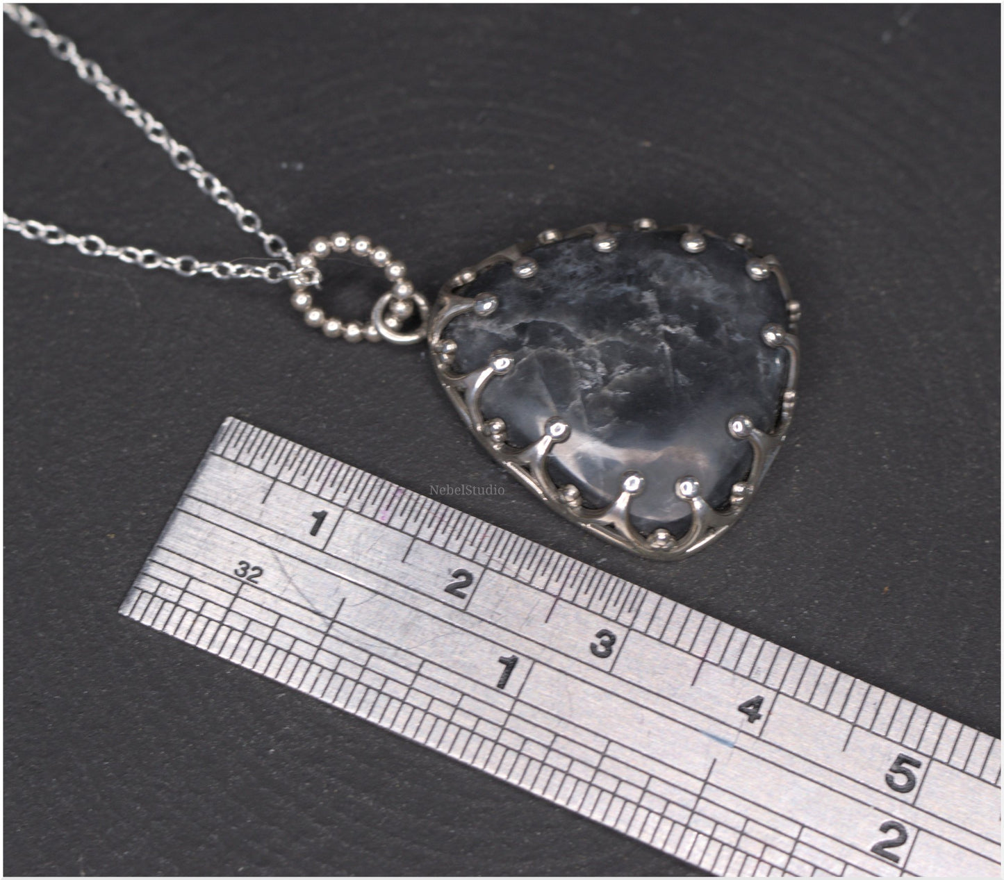 Storm Silver Black Quartz Pendant