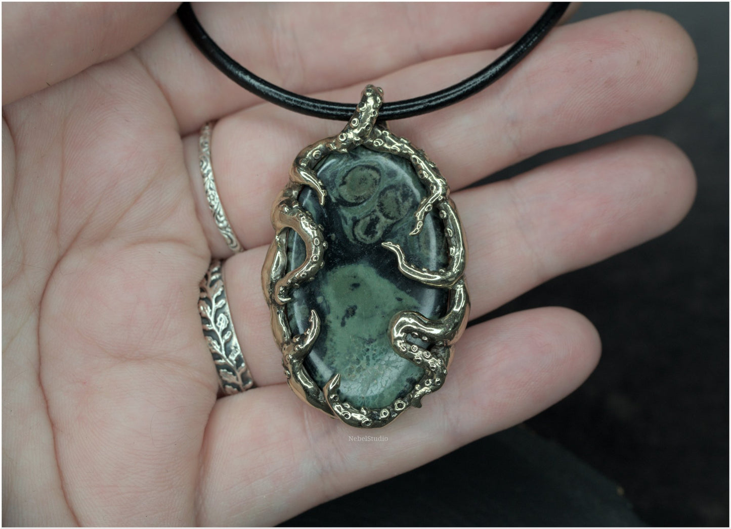 Pendant Pulp Nouveau Bronze and Kambaba Jasper OOAK 2