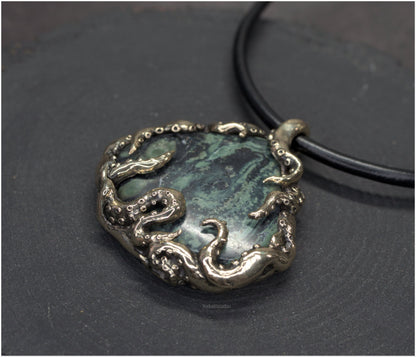 Pendant Pulp Nouveau Bronze and Kambaba Jasper OOAK 5