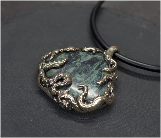 Pendant Pulp Nouveau Bronze and Kambaba Jasper OOAK 5