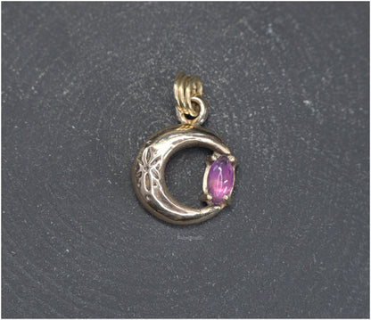 Colgante Luna de bronce con amatista talla marquesa