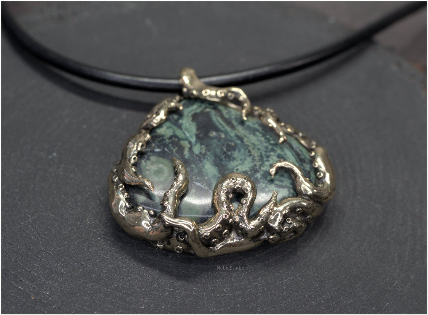 Pendant Pulp Nouveau Bronze and Kambaba Jasper OOAK 5