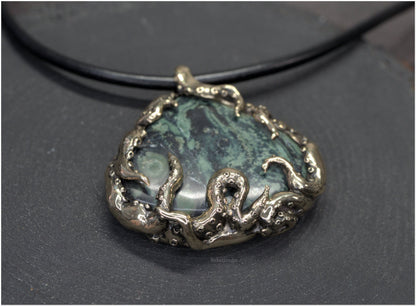 Pendant Pulp Nouveau Bronze and Kambaba Jasper OOAK 5