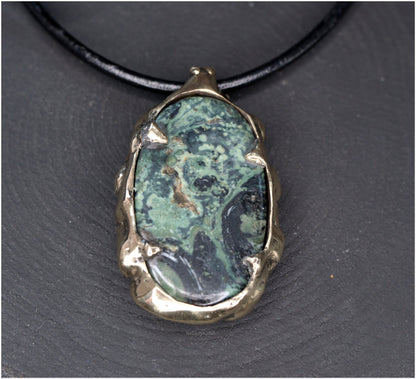Pendant Pulp Nouveau Bronze and Kambaba Jasper OOAK 3