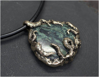 Pendant Pulp Nouveau Bronze and Kambaba Jasper OOAK 5
