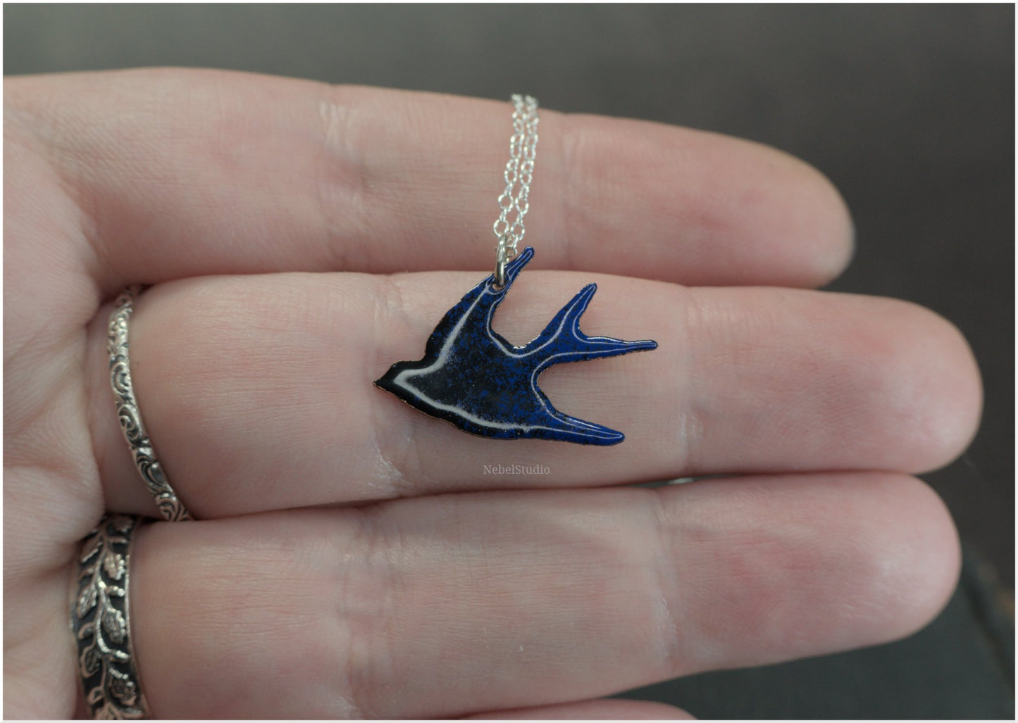 Enamelled Swallow Pendants-2 sizes