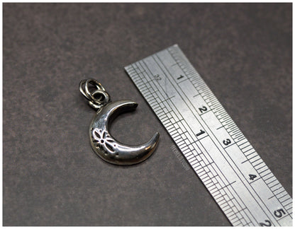Silver or bronze moon pendant