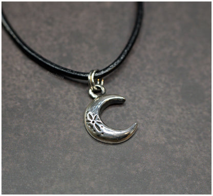 Silver or bronze moon pendant