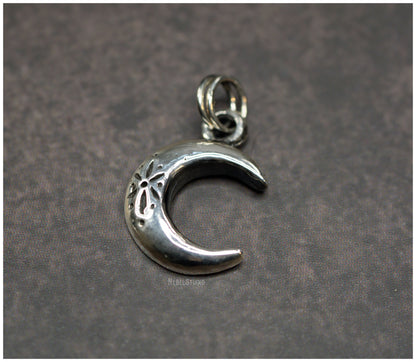 Silver or bronze moon pendant