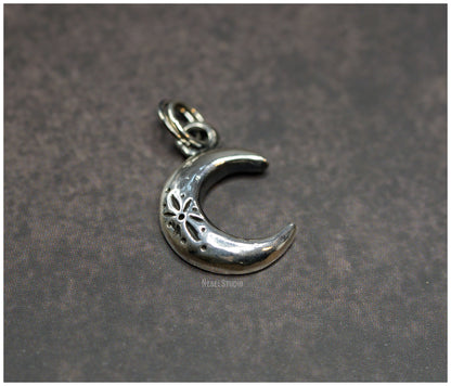 Silver or bronze moon pendant