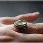 Silver and Prehnite Ring - Unique piece - Size 10