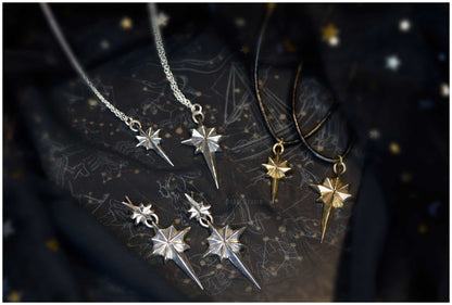 Pendientes estrellas dobles Ad Astra tamaño mediano bronce