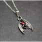 Pendant Bat! Silver with marquise garnet 
