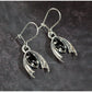 Earrings Bat! Silver with marquise onyx