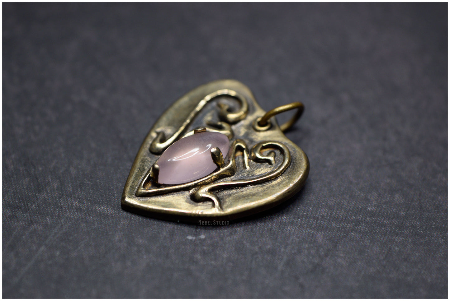 Oferta- Colgante La Séance bronce con calcedonia rosa marquesa tamaño pequeño