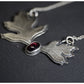 Silver hawthorn necklace with garnet