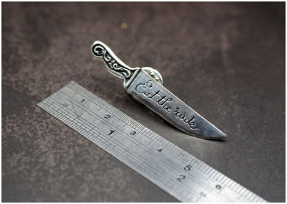 Pin cuchillo Eat the Rude plata medidas