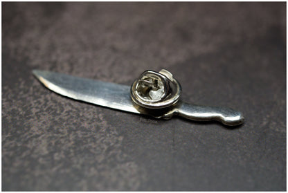 Pin cuchillo Eat the Rude plata reverso
