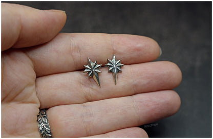 Pendientes estrella Ad Astra tamaño pequeño plata proporciones