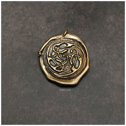 Colgante Gatos entrelazados nudo celta Pangur Bán plata o bronce