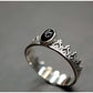 Alienor silver crown ring with oval black onyx
