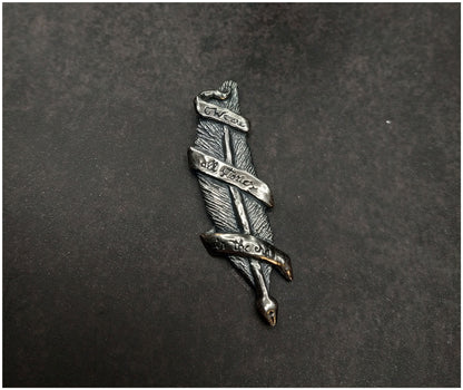 Pendant Quill "We are all stories in the end" silver or bronze