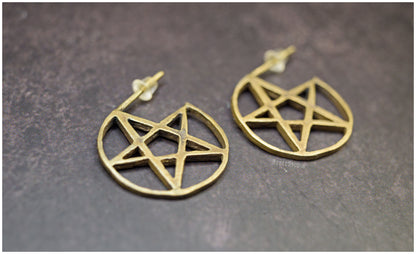 Pendientes pentáculo estrella Bewitched medida pequeña bronce